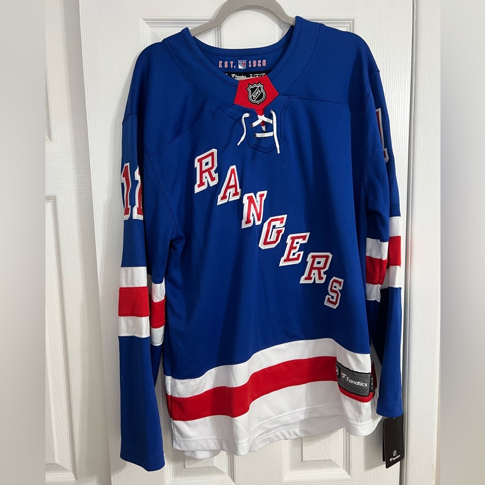 Mens NY Rangers Custom Blue Home Jersey Medium